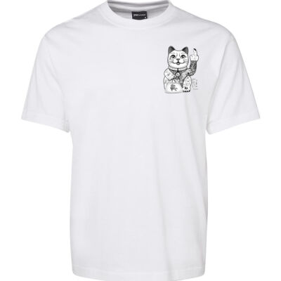 Loz Vegas Lucky Cat T-shirt Black on white -on white AS Colour Adult Staple Tee Thumbnail